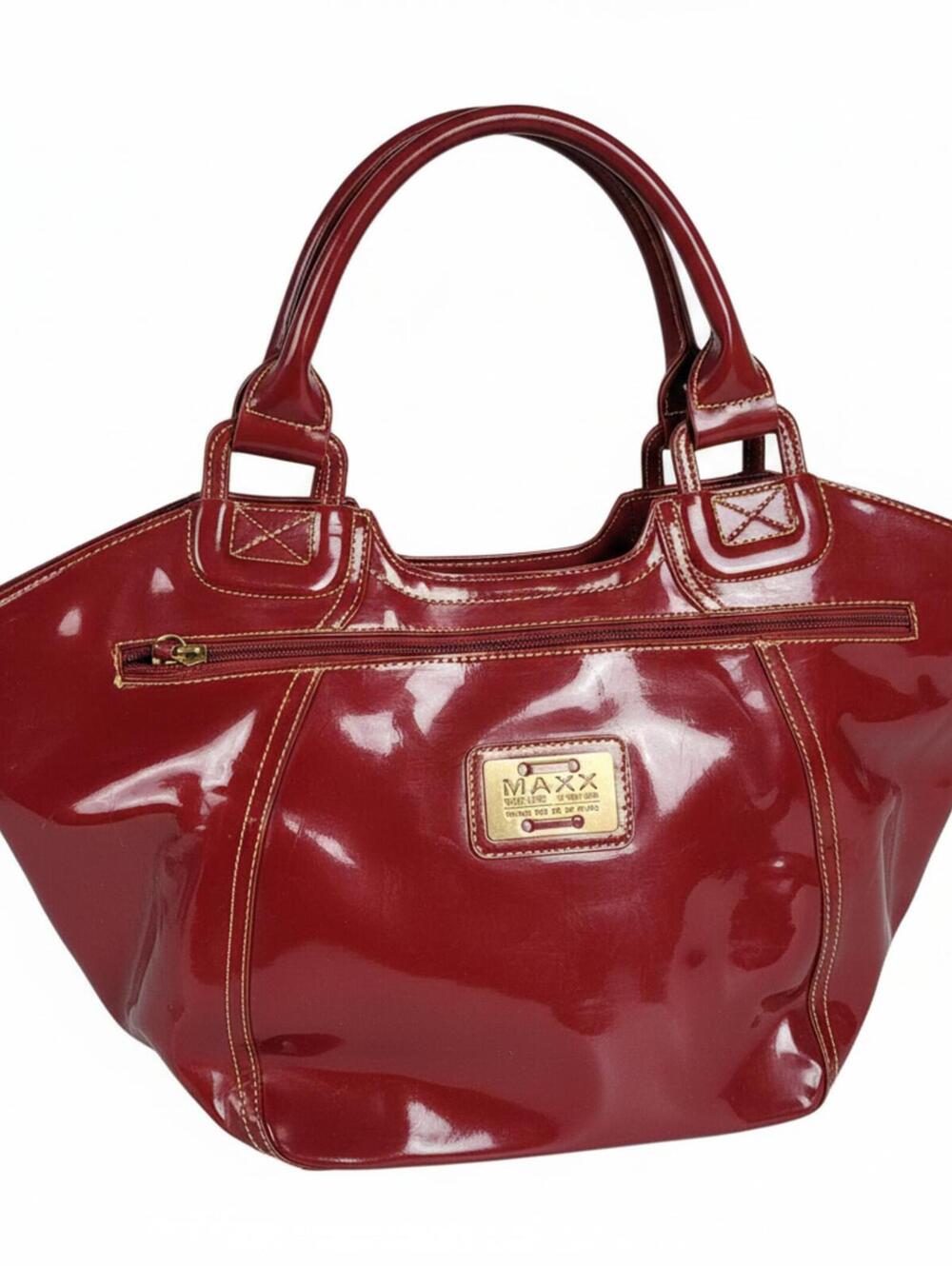Maxx New York Signature Red Patent Leather Tote Bag